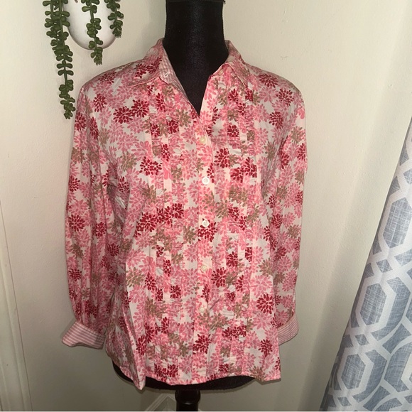 Crazy Horse by Liz Claiborne Pink and White Floral Blouse - Picture 1 of 6